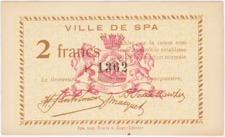Liège (Spa) 2 Francs, 1914-1916