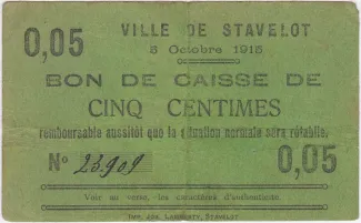 Liège (Stavelot) 5 Centimes, 1915