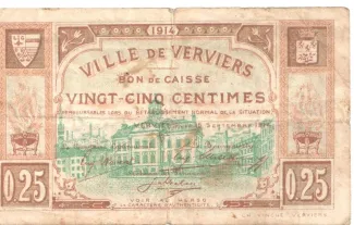 Liège (Verviers) 25 Centimes, 1914 reverse
