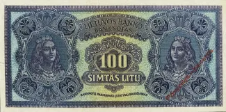 Lithuania 100 Litu, 1922 reverse