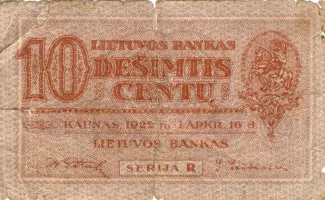 Lithuania 10 Centu, 1922 image
