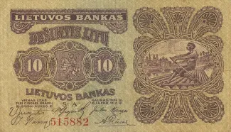 Lithuania 10 Litu, 1922 image