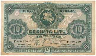 Lithuania 10 Litu, 1927 image