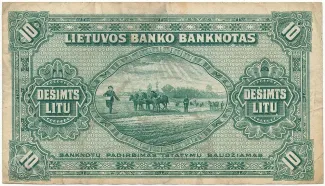 Lithuania 10 Litu, 1927 reverse