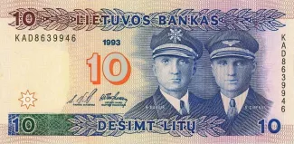Lithuania 10 Litu, 1993 obverse