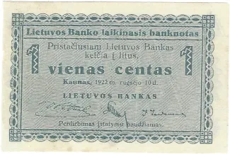Lithuania 1 Centas, 1922 image
