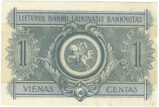 Lithuania 1 Centas, 1922 reverse
