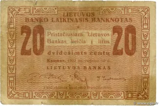 Lithuania 20 Centu, 1922 image