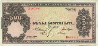Lithuania 500 Litu, 1924 image