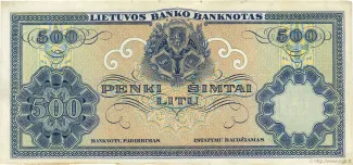 Lithuania 500 Litu, 1924 reverse