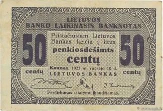 Lithuania 50 Centu, 1922 image