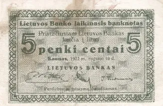Lithuania 5 Centai, 1922 image