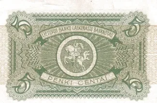 Lithuania 5 Centai, 1922 reverse