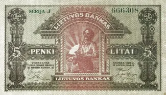 Lithuania 5 Litai, 1922 image