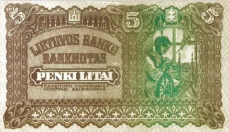 Lithuania 5 Litai, 1922 reverse
