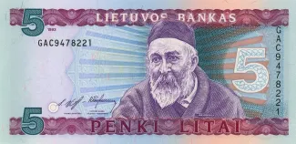 Lithuania 5 Litai, 1993 obverse