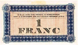 Loire, Department of 1 Franc, 1915-1917 reverse