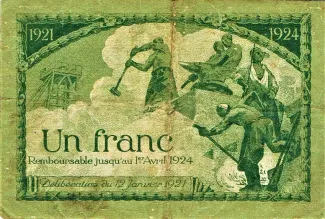 Loire, Department of 1 Franc, 1921 reverse