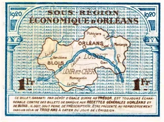 Loiret and Loir-et-Cher, Departments of 1 Franc, 1920-1921 reverse