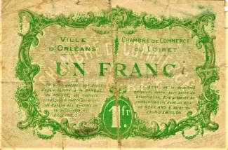 Loiret, Department of 1 Franc, 1916 reverse
