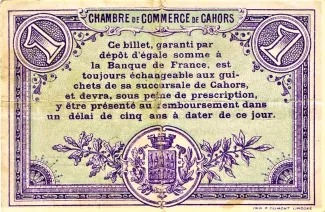 Lot, Department of 1 Franc, 1915 reverse