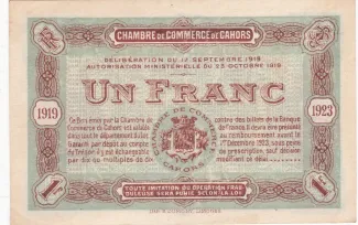 Lot, Department of 1 Franc, 1917-1919 reverse