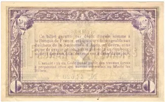 Lot-et-Garonne, Department of 2 Francs, 1914-1917 reverse