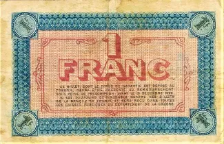 Lozre, Department of 1 Franc, 1917 reverse