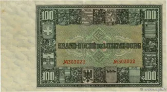Luxembourg 100 Francs, 1927 reverse