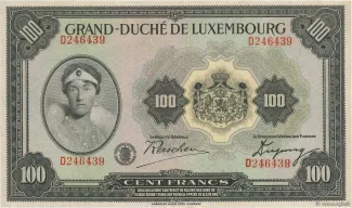 Luxembourg 100 Francs, 1934 image