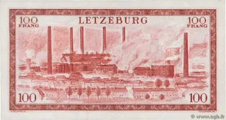 Luxembourg 100 Francs, 1956 reverse