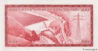 Luxembourg 100 Francs, 1963 reverse