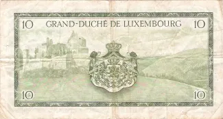 Luxembourg 10 Francs, 1954 reverse