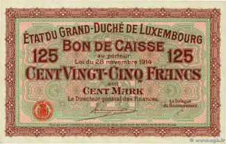 Luxembourg 125 Francs, 1914 image
