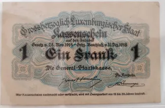 Luxembourg 1 Franc, 1918 reverse