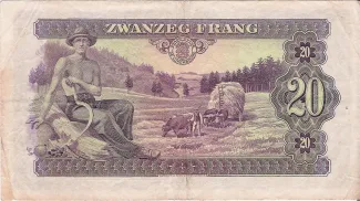 Luxembourg 20 Francs, 1943 reverse