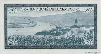 Luxembourg 20 Francs, 1955 reverse