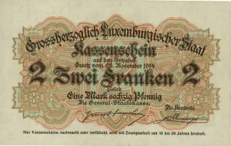 Luxembourg 2 Francs, 1914 reverse