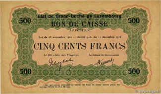 Luxembourg 500 Francs, 1918 image