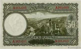 Luxembourg 50 Francs, 1944 reverse