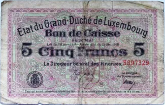Luxembourg 5 Francs, 1918 image