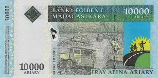 Madagascar 10.000 Ariary / 50000 Francs, 2007-2008 reverse