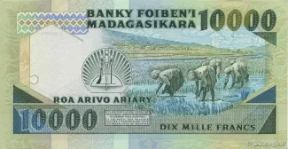 Madagascar 10.000 Francs / 2000 Ariary, 1983-1988 reverse