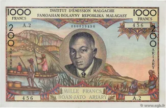 Madagascar 1.000 Francs / 200 Ariary, 1962 image