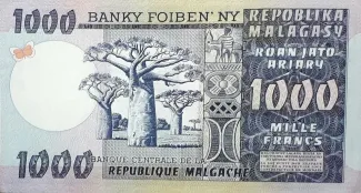 Madagascar 1.000 Francs / 200 Ariary, 1975 reverse