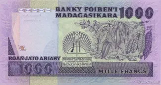 Madagascar 1.000 Francs / 200 Ariary, 1983-1988 reverse