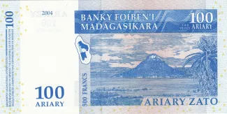 Madagascar 100 Ariary / 500 Francs, 2004 reverse