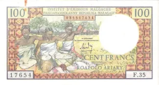 Madagascar 100 Francs / 20 Ariary, 1970 image