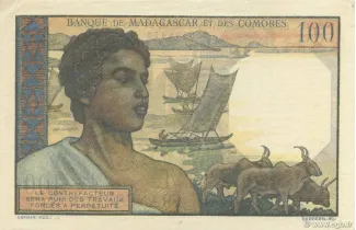 Madagascar 100 Francs, 1950-1960 reverse