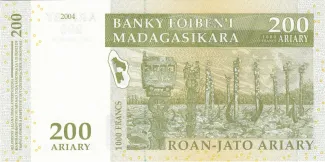 Madagascar 200 Ariary / 1000 Francs, 2004 reverse
